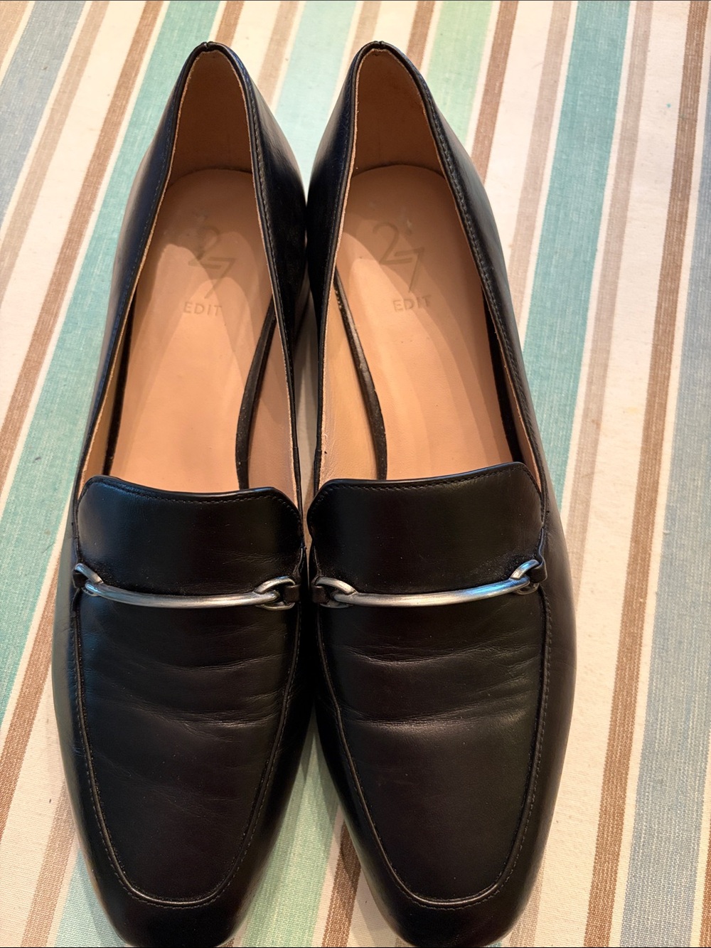 27 Edit Naturalizer Rita Black Leather Loafers with Silver heels. 9M